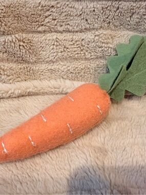 Handmade Felt Carrot Plush Toy in Orange and Green